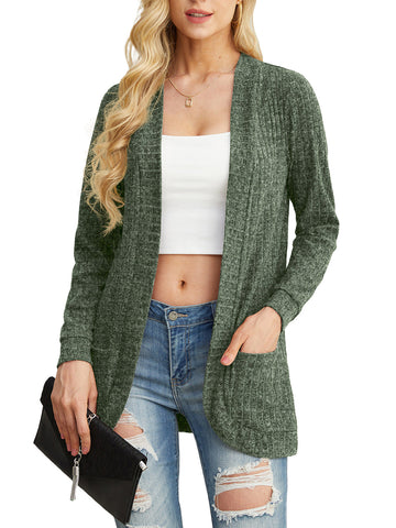 Women's long sleeved storage casual, lightweight, soft and comfortable fan-shaped hem knitted cardigan sweater coat Wine Red L